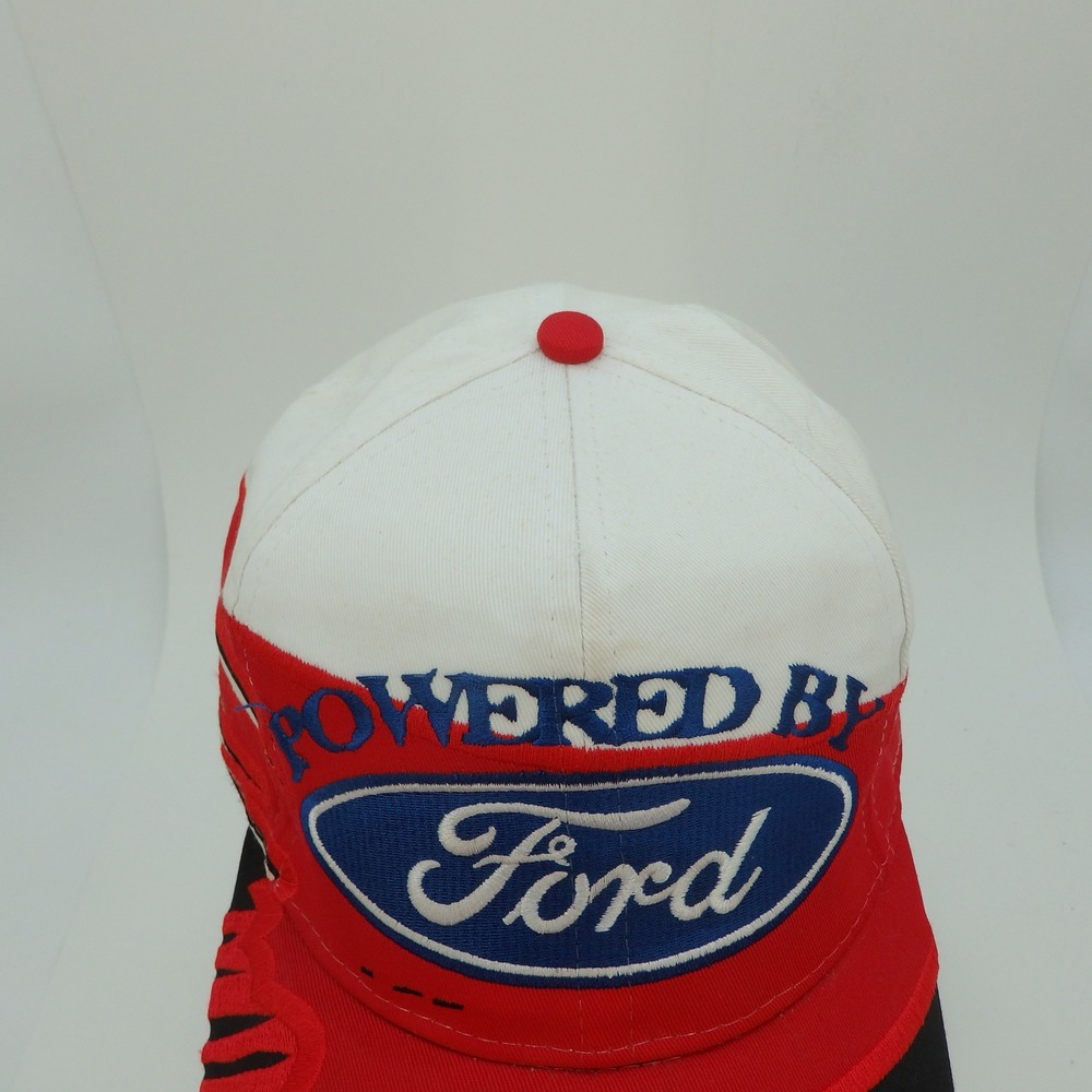 Ford Powered By Ford Racing Embroidered Baseball Cap White Red Black - Picture 11 of 15